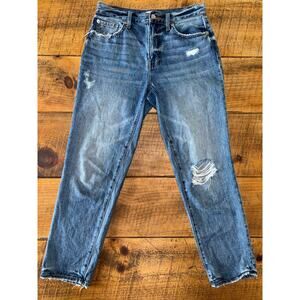 Womens Pistola Distressed Straight Leg Baggy Forever Jeans Ankle Length‎ Soft 26